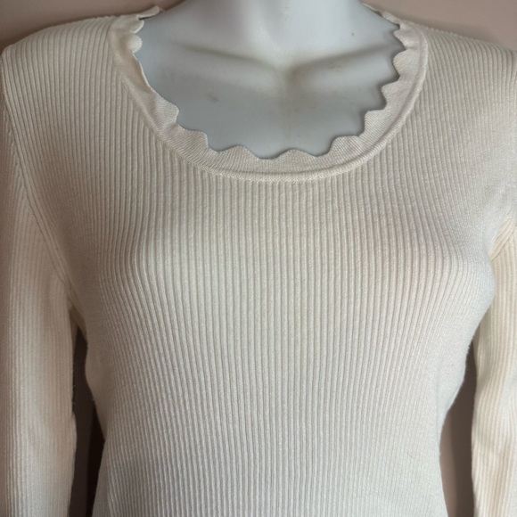 Cream Long Sleeve Ribbed Top - Picture 3 of 8
